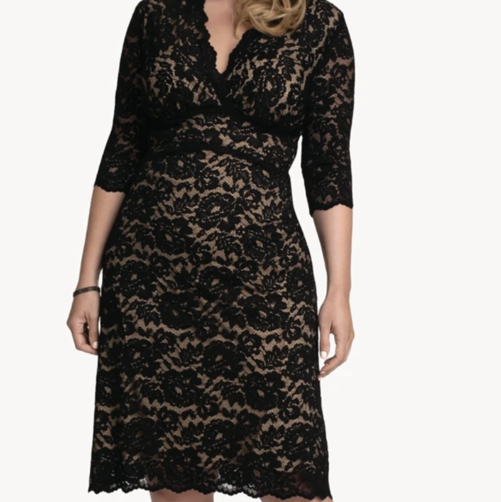 Kiyonna budoir 1x black nude lace dress
